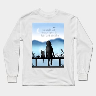 Blue stillness - Two dreamers watching the sunrise Long Sleeve T-Shirt